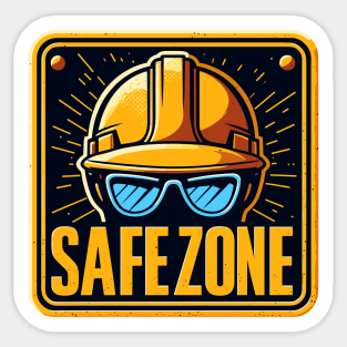 Safe zone construction helmet and goggles sign Sticker